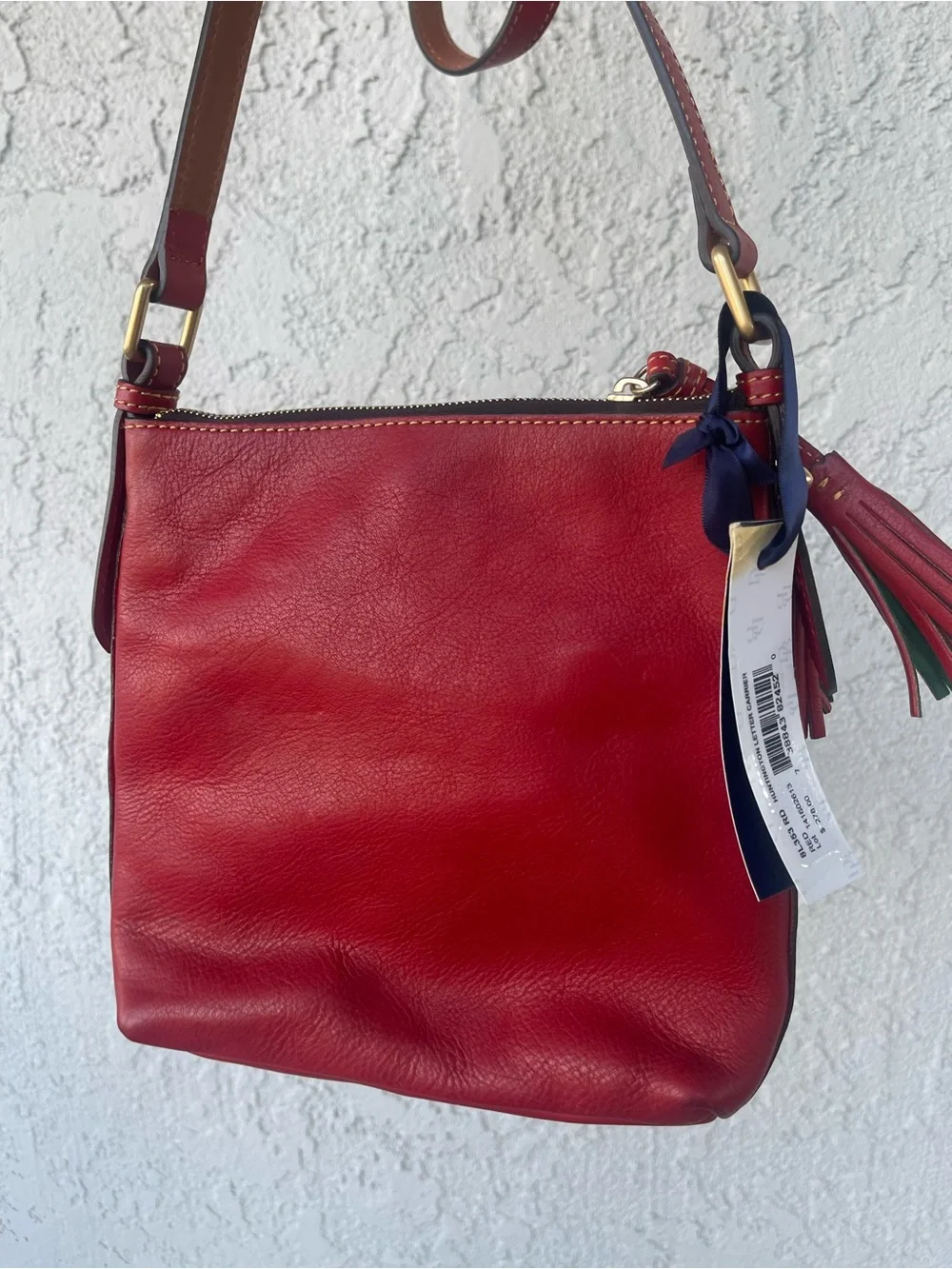 Dooney & Bourke Red Leather Tassel Shoulder Bag